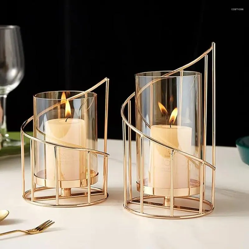 Kerzenhalter Metalldrahthalter Set Glasis Säule Gold Dekorative Tee -Hell -Kerzenhalter für Wohnkultur Tischdekorationen