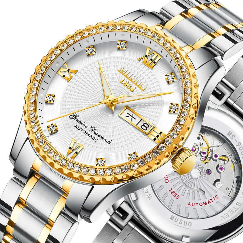 Beroemde horloges Herenhorloges Mechanische horloges Waterdichte diamant ingelegde lichtgevende herenhorloges High-End Fashion Diamond ingelegde stalen horloges