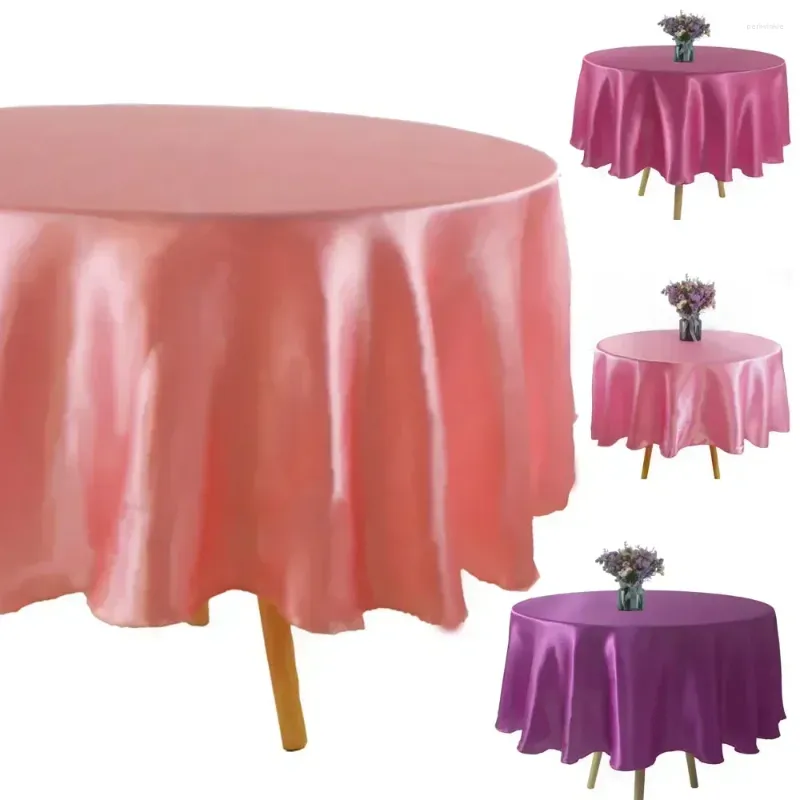 Toalha de mesa cetim Tocada de mesa redonda Circular Lavagem Grande capa de buffet aniversário de Natal Branco/Rosa/Vermelho Toelas de mesa