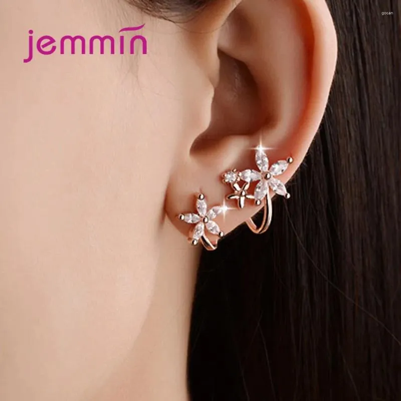 Stud -oorbellen 925 Sterling Silver Earring Set voor vrouwen Girls Bruiloft Betrokkenheid Mode Jewelry Cubic Zirconia Leuke bloemvorm
