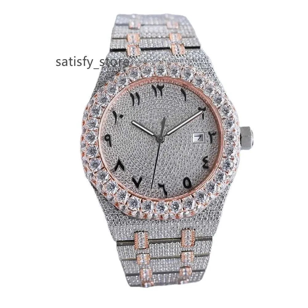 41 mm Moissanites Bekijk dames automatisch mechanisch horloge 316L Steel Sapphire Ladies Business Polshorwatch Montre de Luxe