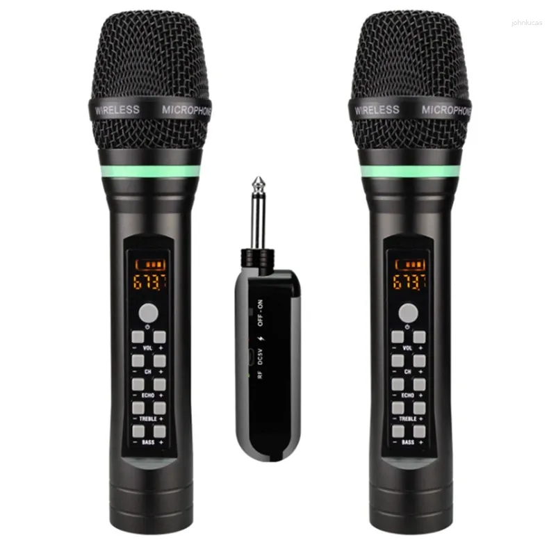 Microphones D300 Wireless Microphone System Conference Home Mobile Phone Live Sound Card K Song Universal Microphone(Two)