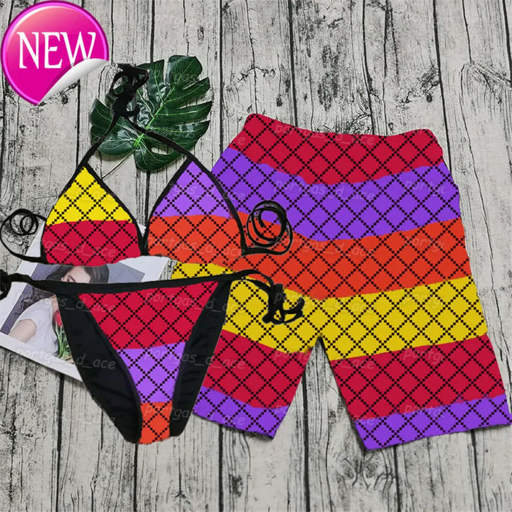 2024 New Fashion Designer Sexy Bikini Sets Cheap Colorful Printed s Shorts Womens Mens Summer Sexy Push Up Beach Bra Briefs Plus Size Board Shorts