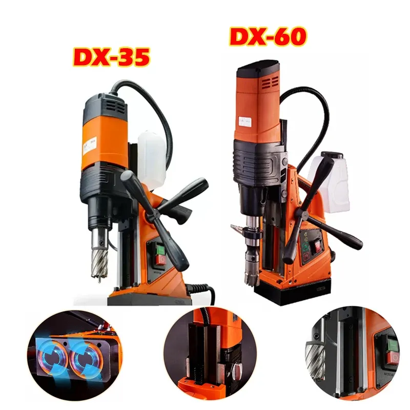 آلة الحفر المغناطيسية الكهربائية DX-35 DX-60 Cutter Cutter Magnetic Drill Press 1100W 1500W للهيكل الصلب الهندسي