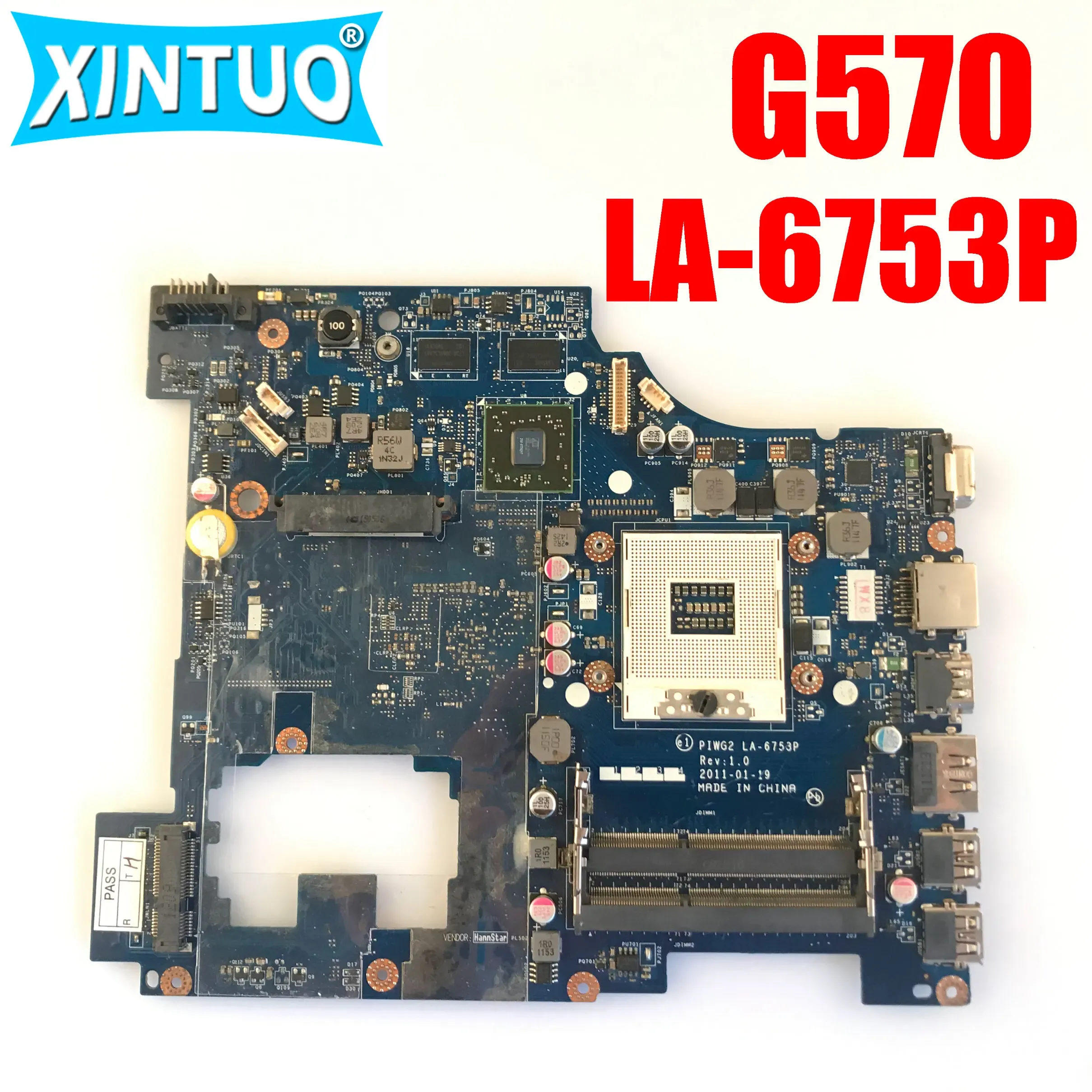 Motherboard LA6753p für Lenovo IdeaPad G570 Laptop Motherboard PIWG2 Motherboard HM65 PGA989 HD6370 512m GPU DDR3 Voll getestet 100% Arbeiten