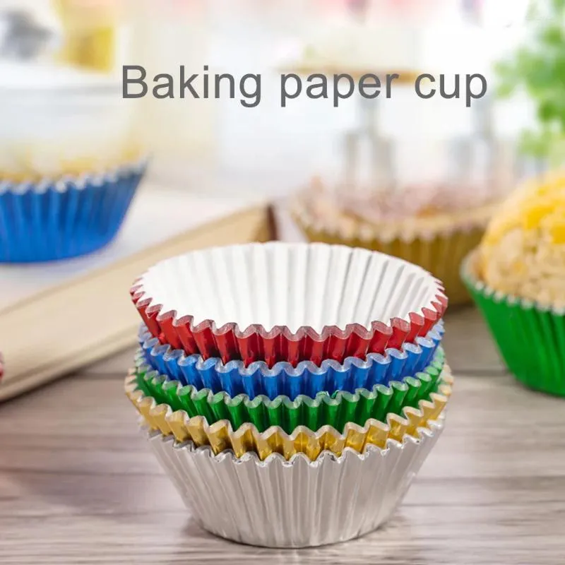 Bakvormen 100 dikke verdikte aluminiumfoliebekers chocoladepapierschilders cupcake wrappers muffin kitjes Cup cake voering patissie benodigdheden