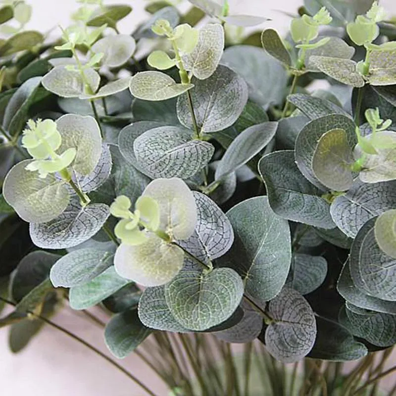 Dekorativa blommor Simulering Dry Eucalyptus Leaf bevarad silverdollar för blommor Arrangemang Bröllop Bouquet Centerpiece Decor