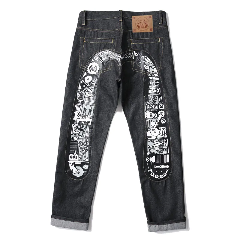 Hip Hop Jeans for Men - Embroidered Straight Leg Denim Pants, Y2k