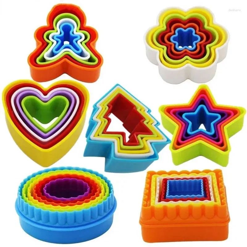 Stampi da forno cookie in plastica Set di taglieri natalizi stampo fiore stella heart rotonda neve da neve da biscotto stampo