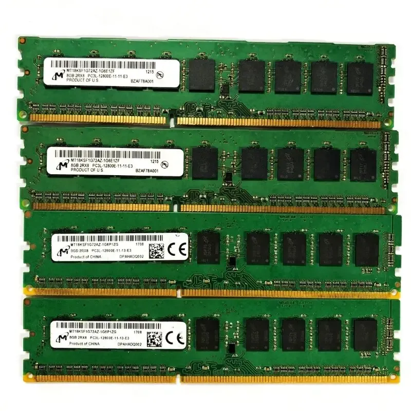 RAMS MICRON DDR3 ECC RAMS 8 Go 1600MHz Mémoire de serveur 8 Go 2RX8 PC3L12800E11 Mémoire d'ordinateur serveur