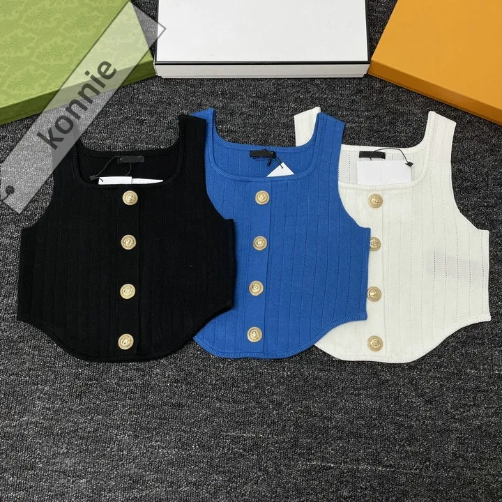 2024SS new lwomen knit sweaters t shirts striped pure color letter sleeveless tops knits fashion pullover wear fashion vest tshirt Vacation Knitted short sleeve