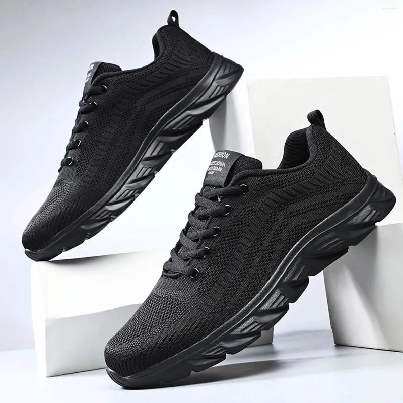 Casual Shoes Fashion Men Sport Mesh Mountaineering Lace Up Solid Color Running Breattable Soft Bottom Sneakers