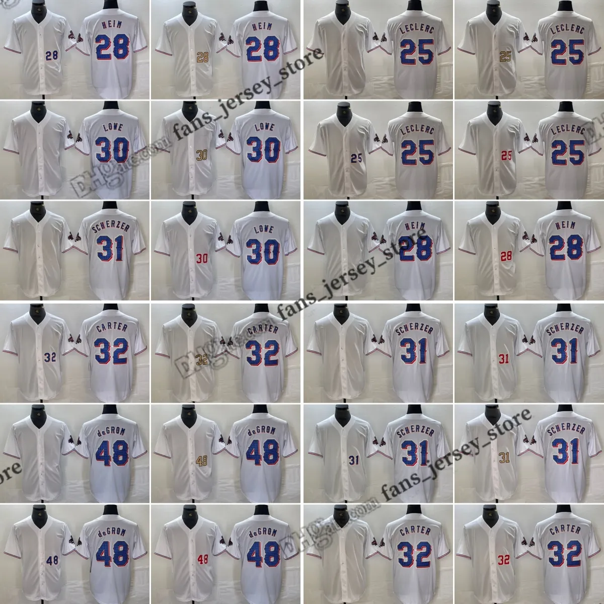 Бейсбольные майки Новый сезон 48 Jacobdegrom 53 Adolisgarcia 2 Marcussemien Coreyger Joseleclerc Nathaniellowe Maxscherzer Jonahheim сшитый Джерси