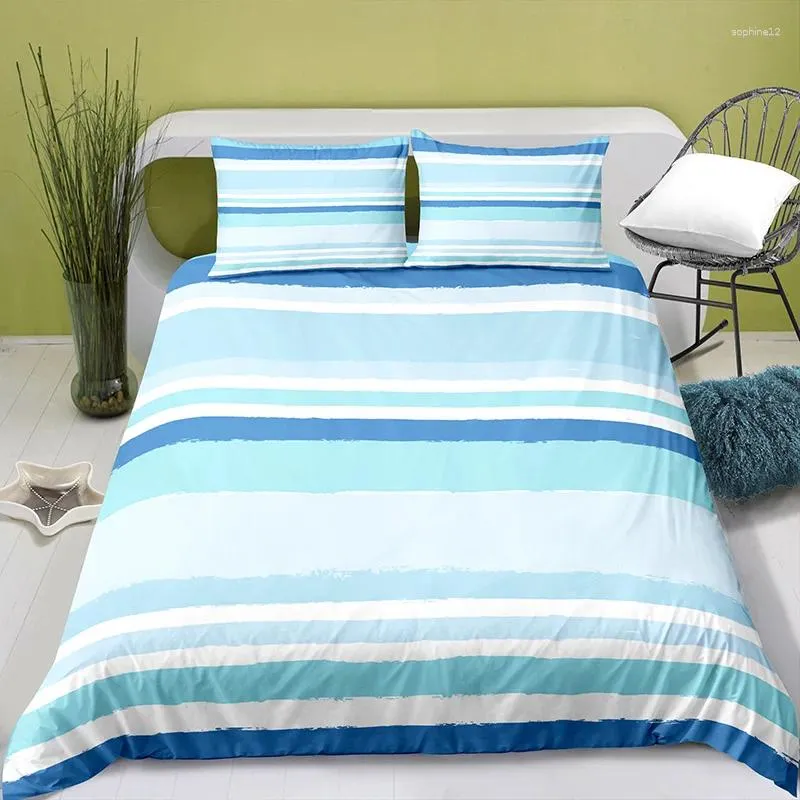 Bettwäsche -Sets Polyester -Streifenmuster Duvet Cover Digitaldruckset mit Kissenbezugsbett für Mädchenquilt