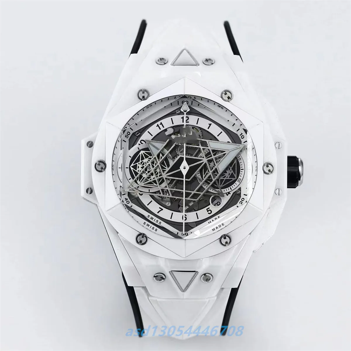 2024 New mens Watch 1240 chronograph movement color ceramic case Natural rubber strap sapphire crystal glass mirror depth waterproof
