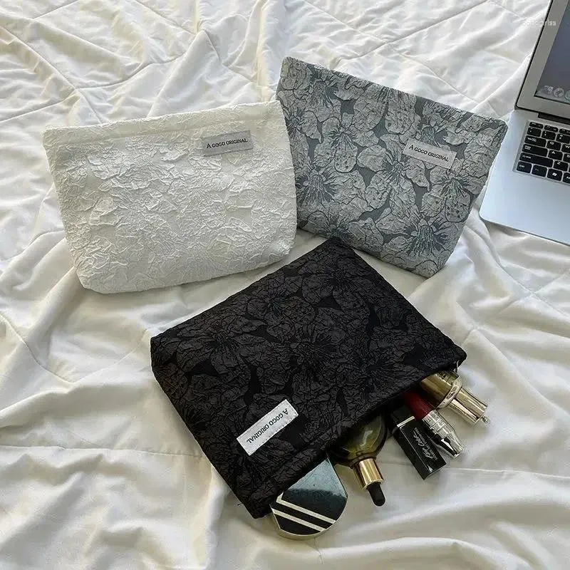 Bolsas de almacenamiento bolso de maquillaje para mujeres lindo cosmético estética bolsa floral bolsa de viaje de viaje para mujeres chicas kawaii cosas