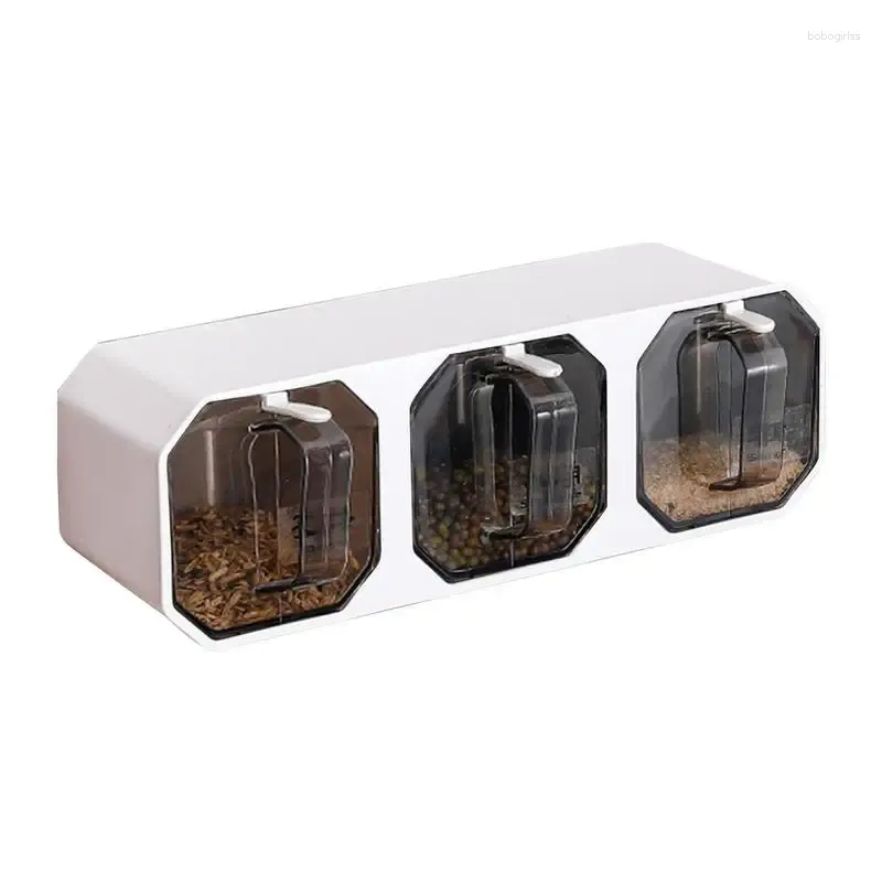 Keukenopslag Wandkruidcontainers Kruiden Spices Jars Clear Lade Rack met lepel multi fondiment dispenser fles voor