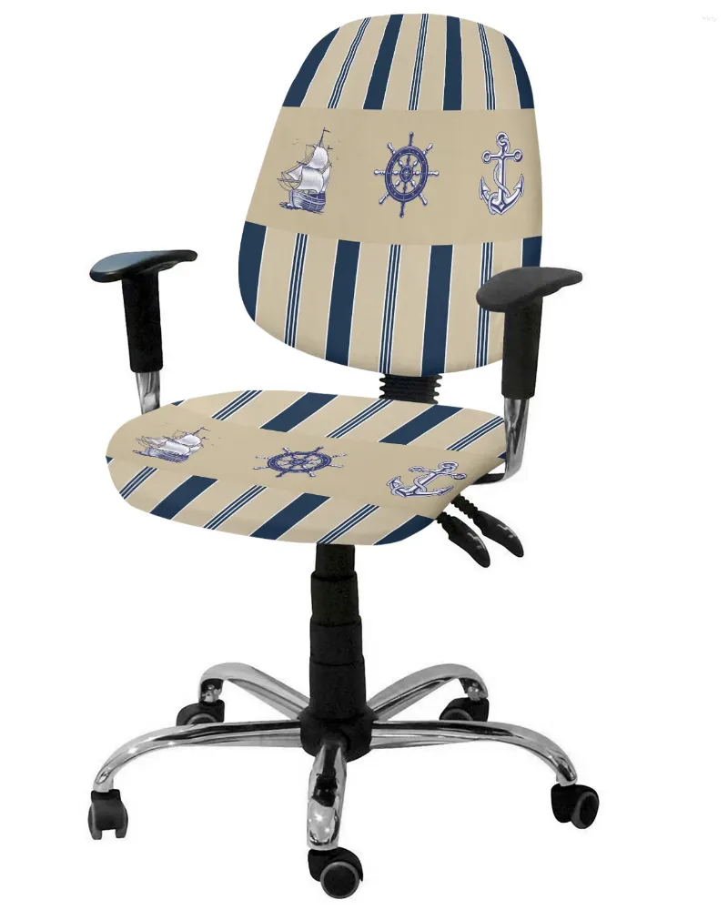 Stoelhoezen gestreepte schip roer anker elastisch fauteuil computer deksel stretch afneembare kantoor slipcover splitstoel