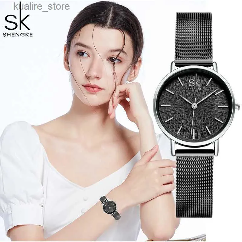 Женские часы Shengke New Fashion Women Golden Forist Es Milan Sttrap Clock Snap Luxury Женщины -ювелирные украшения Ladies Feminino L240402