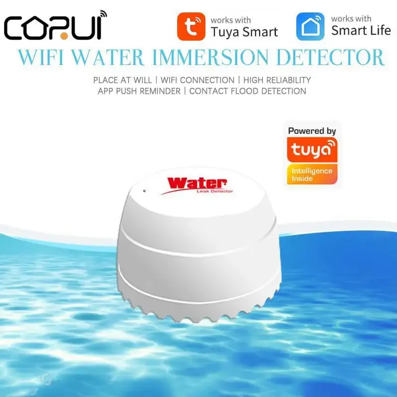 Détecteur Corui Water immersing capteur Wifi WiFi Flood Wake Demaine Détecteur ALARME IMPHERPORTHER SMART HOME SECURITÉ SMART Life App.