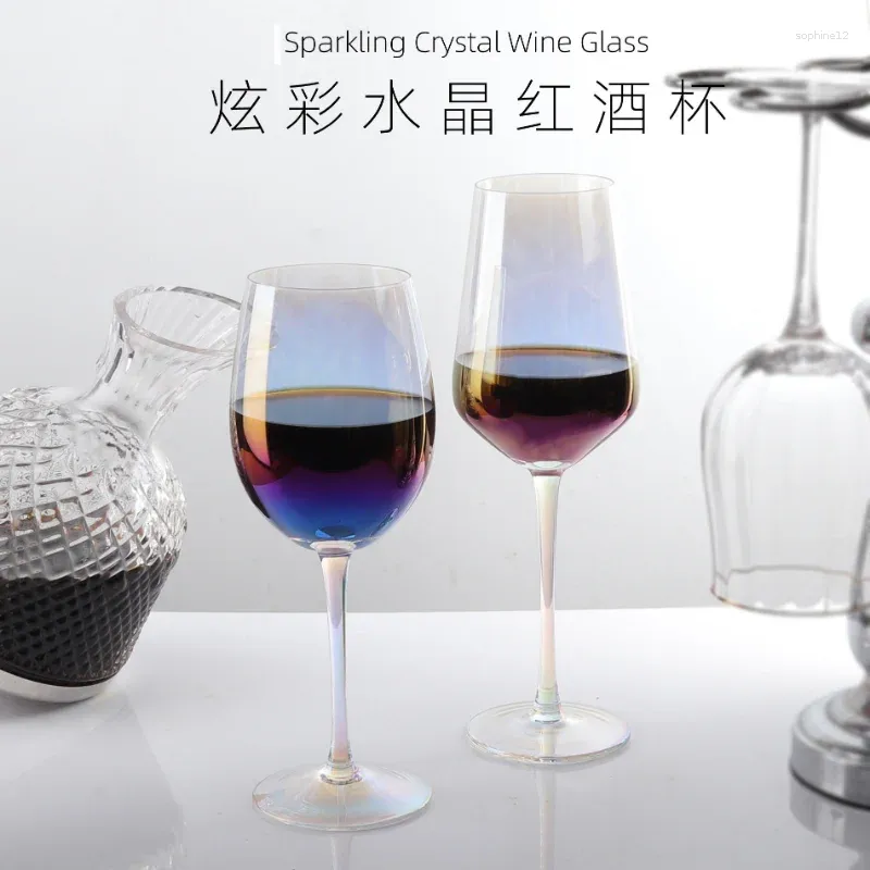 Copos de vinho criativos xícaras vermelhas coloridas de duas peças cálice de cristal copos de vidro de luxo de luxo