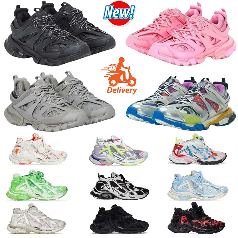 2024 Nouveau coureur 7.0 Chaussures de robes de créateur graffiti Blue orange noir Bourgogne en cuir gris clair violet néon blanc marque de luxe féminine hommes coureurs baskets entraîneurs