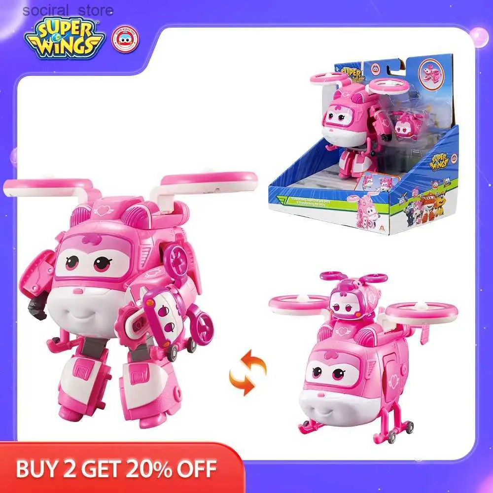 Figures de jouets d'action Super Wings 5 pouces transformant des étourdissements suralimentés mini-magnétique transformant super animal de compagnie figures de déformation pour enfants L240402