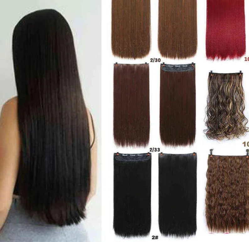 Allaosify 5 Clip in Hair Extension Synthetic Black Brown Fake Coiffe Clippices Clip dans les accessoires pour femmes 2101086933816