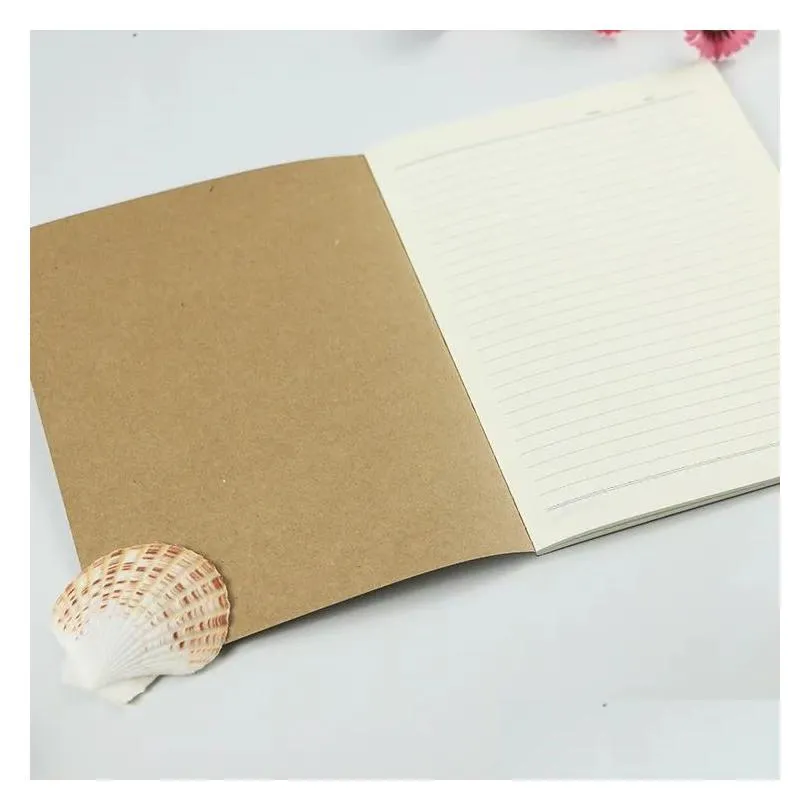 Notepads Großhandel Brown Kraft er Stitching Notepad School Übung Weiches tägliches Notizbuch mit Linienkopie Vintage für Büro und Drop Dhs6f