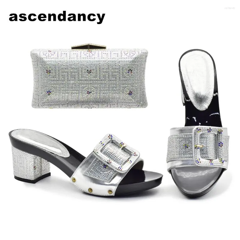 Dress Shoes Fashion Italian And Bags To Match With Set Rhinestone African Wedding Bag Sets PumpsWomen Shoes1