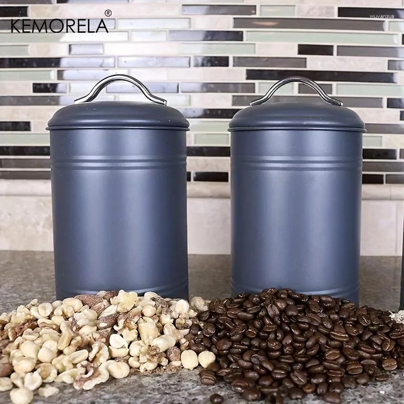 Garrafas de armazenamento 1pcs Tea Tin Coffee Beans Jar vintage Caixa de cozinha de grande capacidade