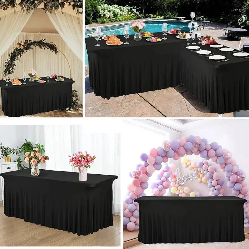 Table Cloth Spandex Rectangle Skirts 4ft 6ft 8ft Fitted Stretch Cover For El Wedding Party Banquet Decorations