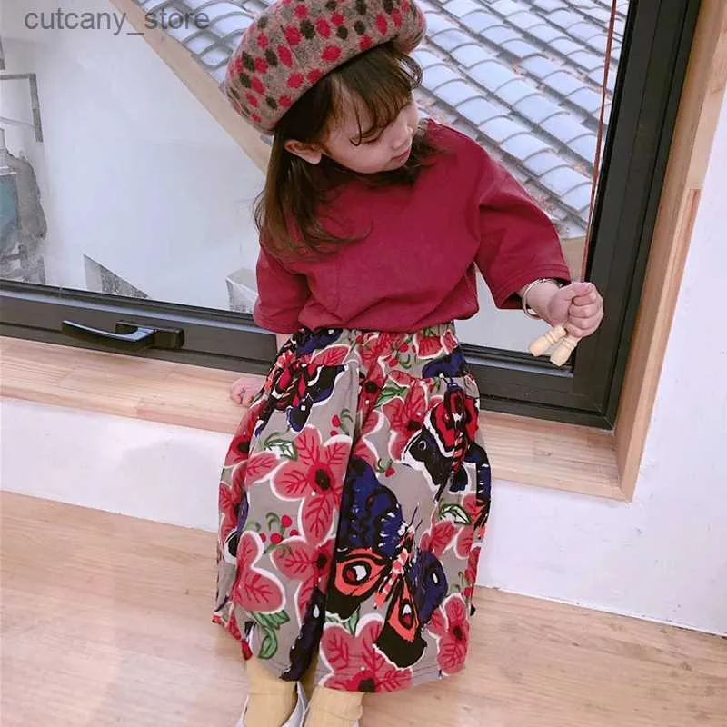 Trousers 2020 Summer Girls Clothing Sets Japan South Korea Pocket T-Shirt + Wide g Pants 2PCS Kids Clothes Suit Children Clothing L46