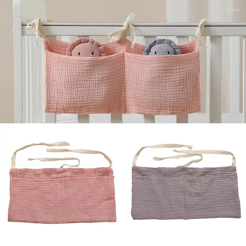 Aufbewahrungsbeutel tragbarer Baby -Kinderbeutel Multifunktional geborenes Bett Kopfteil Organizer für Kinderbettwindel rosa