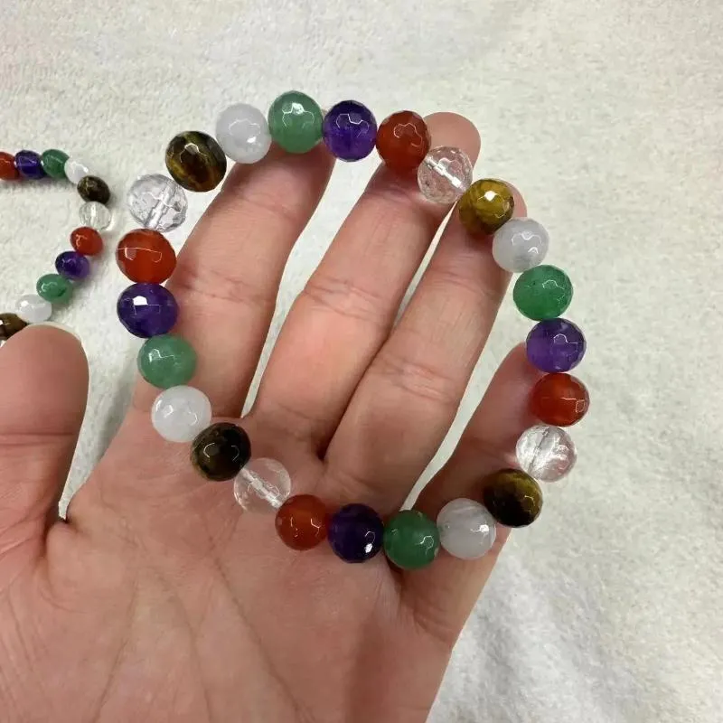 Strand Natural Mix Color Amethyst Crystal Aventurine Agate Stone 8mm Armband For Women Men Simple Energy Armband Academic