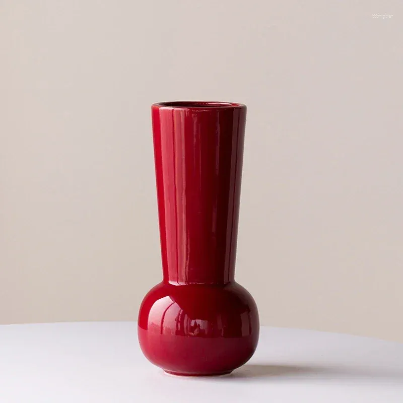 Vaser medeltida stil röd konst vas kreativ och mycket enkla keramiska ornament avancerade hem vardagsrum skrivbordsdekorationer