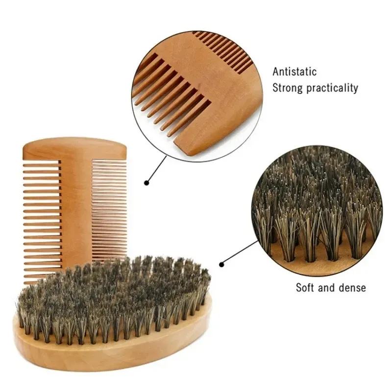 Natural Pear wood Hair Comb Men Beard Care Anti-Static Brush Head Massage Classic Comb Portable Hair Styling Hair Care Tool