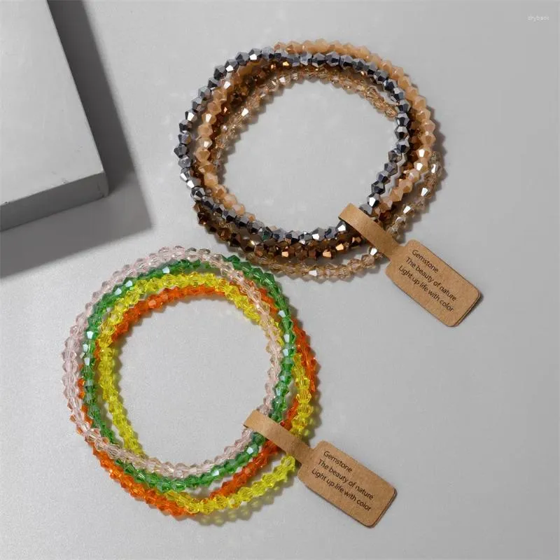 Braccialetti/set di perle di cristallo lucido in stile Strand 4pcs/set con carta regalo chakra braccialetti di braccialetti da donna da donna gioielli yoga