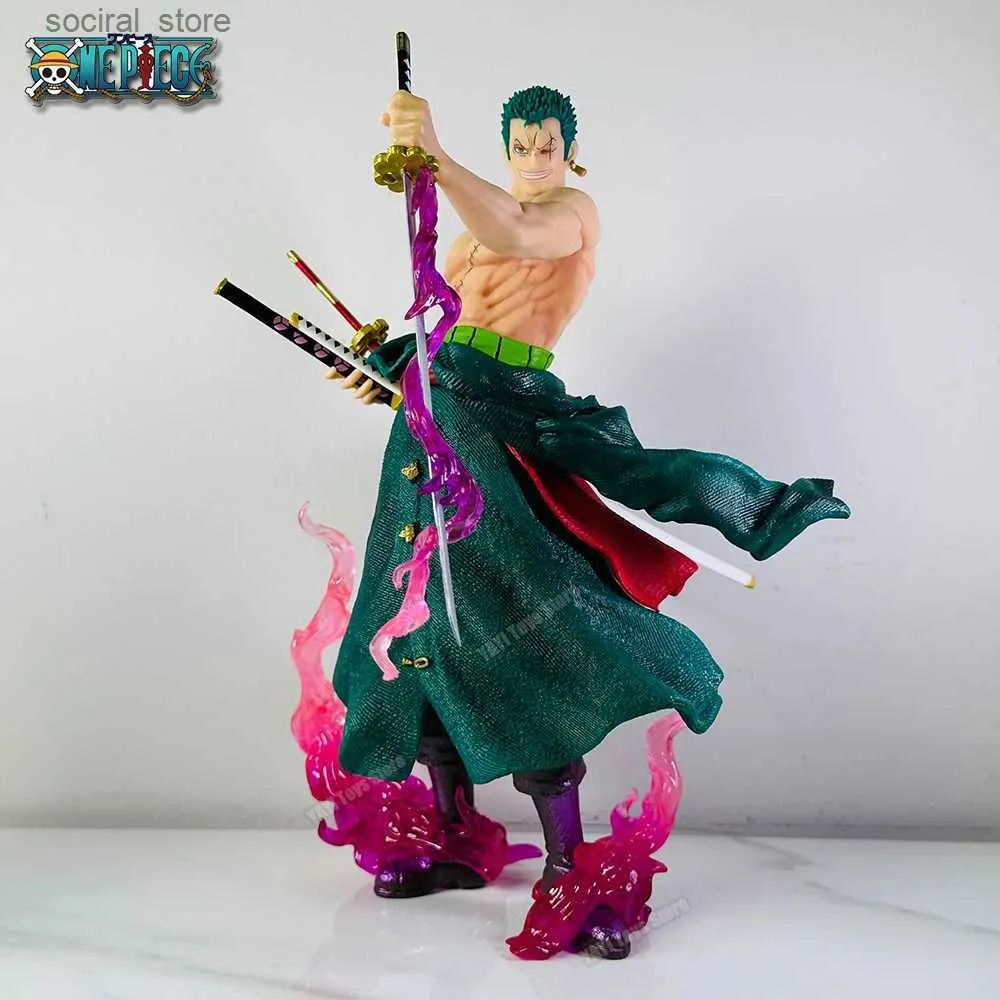 Action Toy Figures New 27cm One Piece Anime Figure Roronoa Zoro Action Figure Gk Zoro Statue Figurine Model Pvc Two Head Dolls Collection Gift L240402