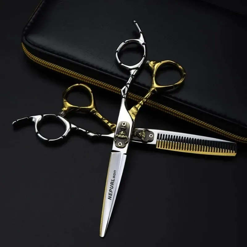 Japan 440C 5.5 6.0 Hair Scissors Professional Hairdressing Scissors Hair Cutting Thinning Scissors Barber Shears Hair Salon 2023