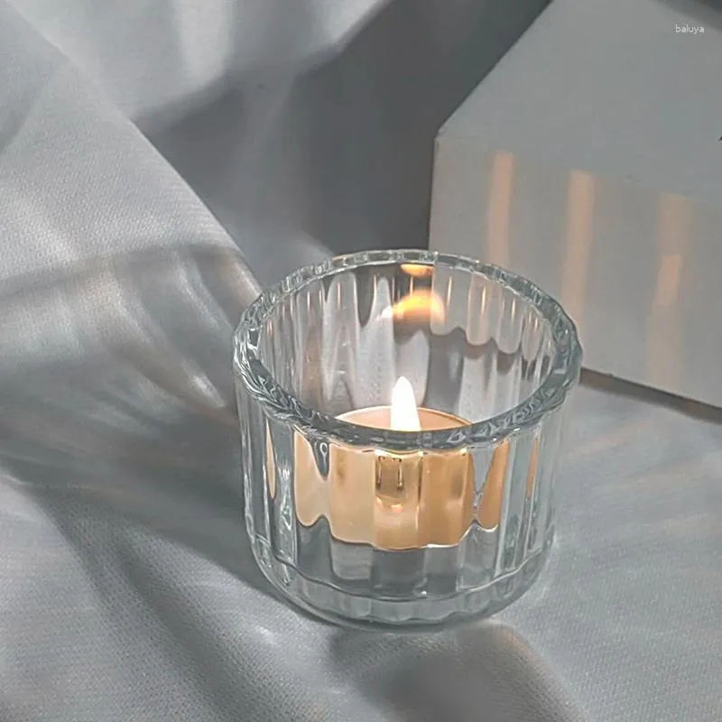 Titulares de vela 20 PCS Luz de chá votivo para peças centrais flutuantes de casamento de vidro claro mini decoração de aniversário com nervuras