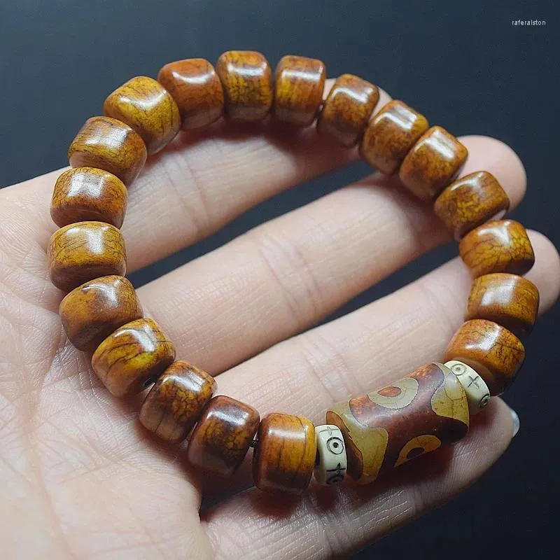 Strand Tibet Yak Bone Single Circle Bodhi Collectables-Autograph Rosary Men e Women's Ox Horn Bracelet