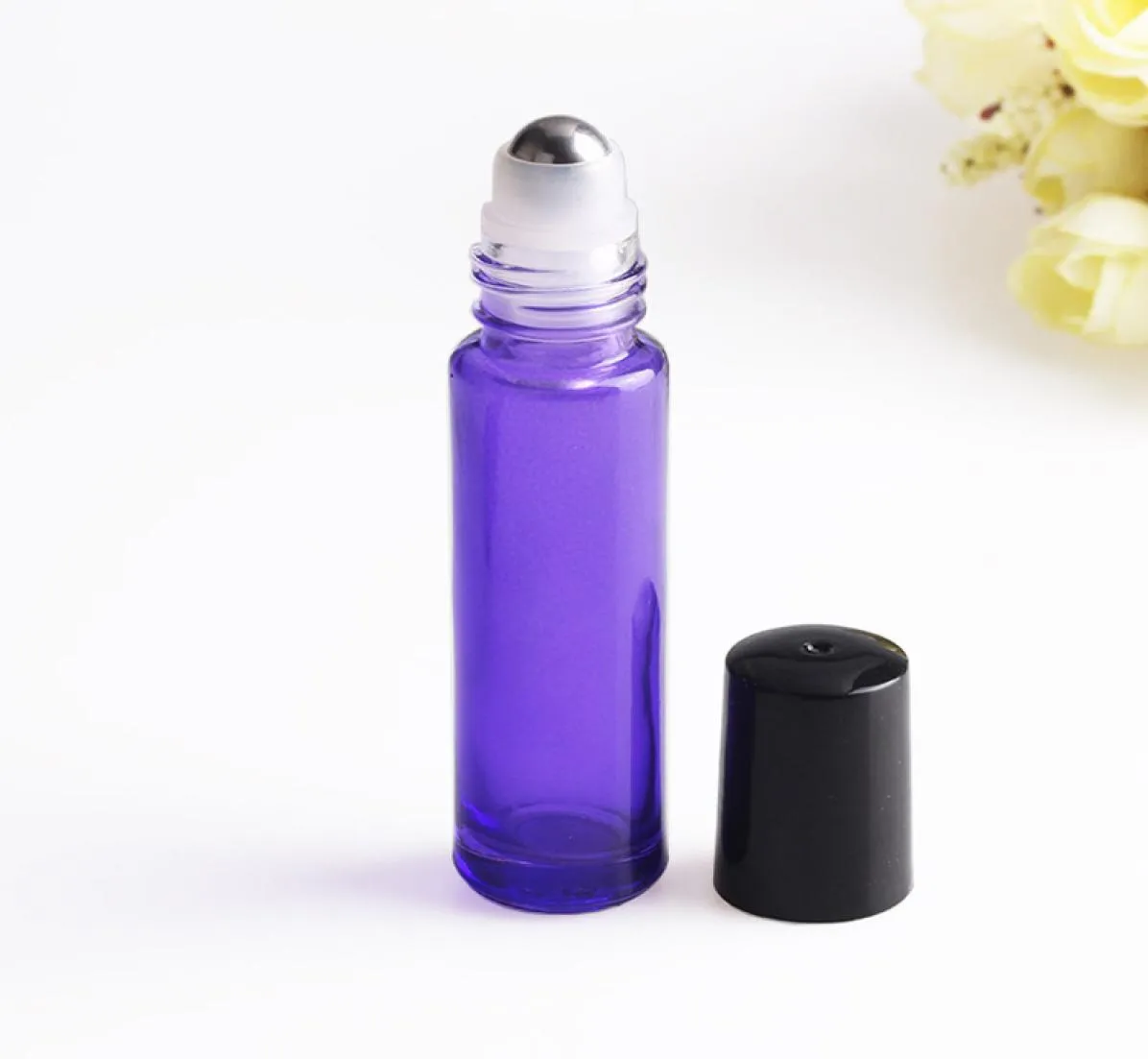 DHL 10ml1 3oz Purple Green Red Black Thick Glass Roll On Essential Oil Empty Perfume Bottles Roller Ball1209434