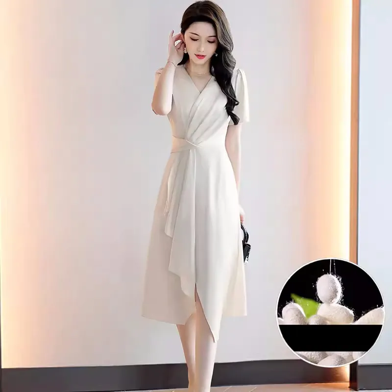 Silkworm Silk Dress Women 2024 New Summer Brand International Brand Exquisito de lujo de alta gama