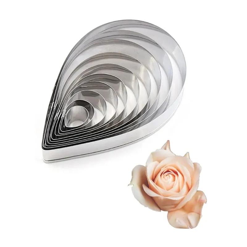 Fondant Cake Mold Stainless Steel Creative Water Drop Flower Leaves Pastry Mould Biscuit Candy Decorating Tools