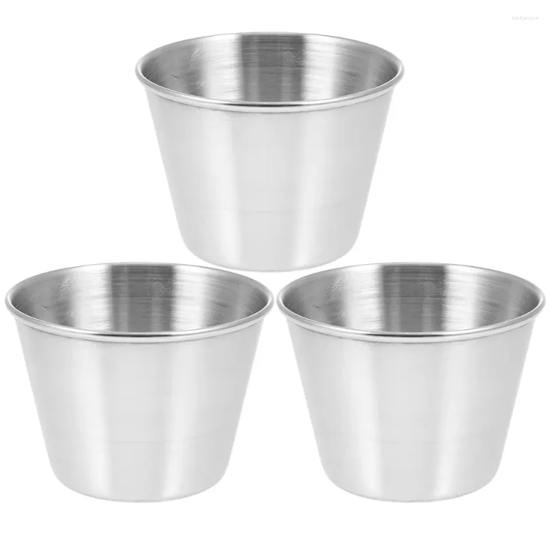 Assiettes 3 PCS Sauce tasse tremper en acier inoxydable Mini Pot Kitchen Fourniture de petites tasses pratiques de trempage