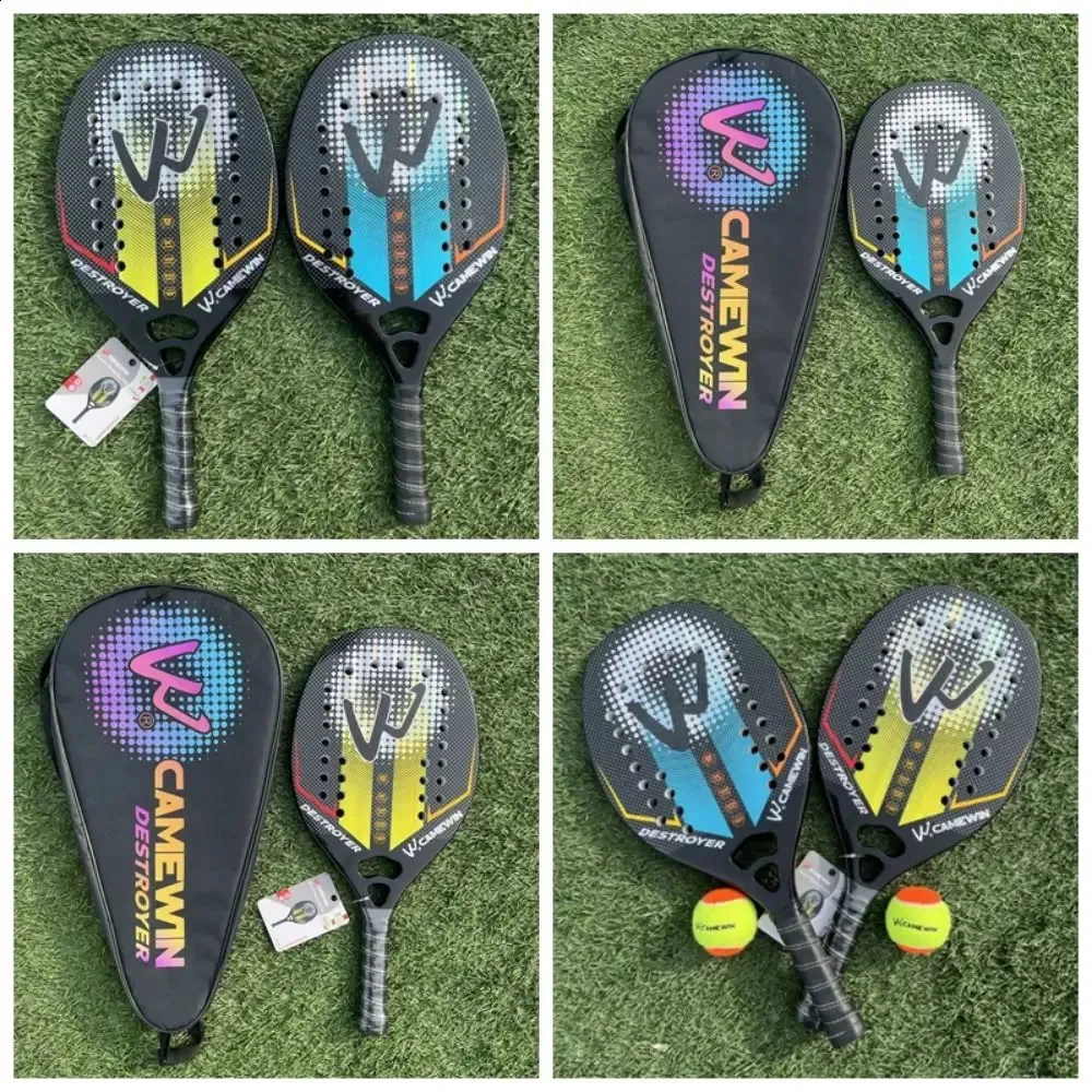 1 Set professioneel strand tennisracket verdikking Padel Rackets hoge elasticiteit koolstofvezel 240401