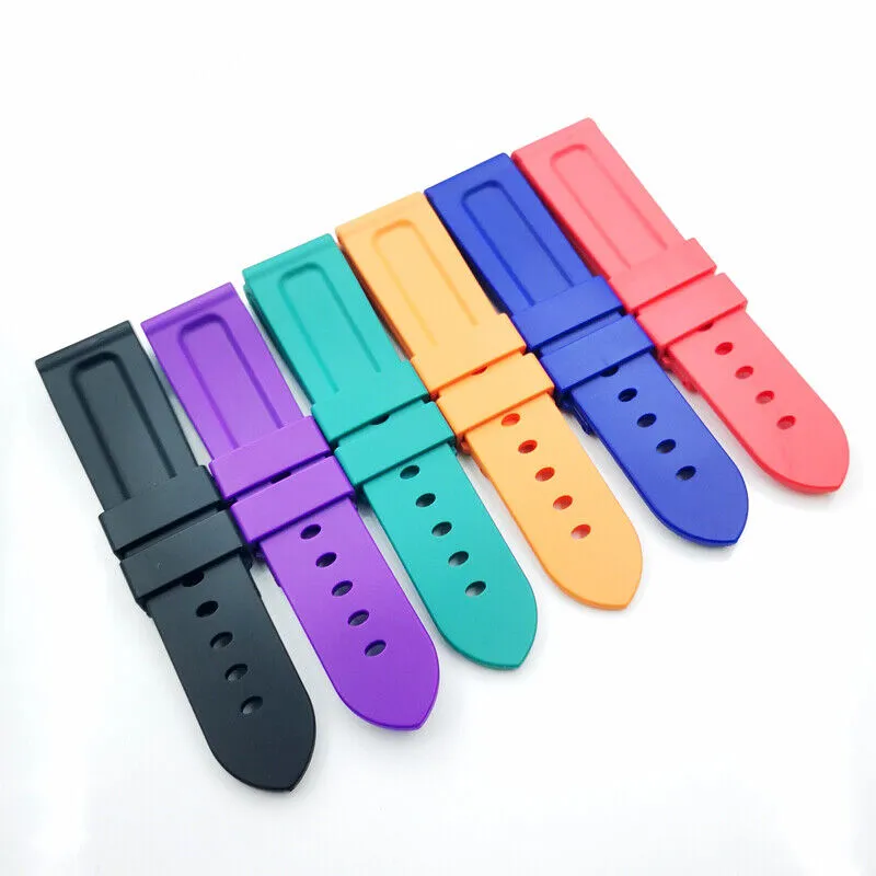 24mm / 22mm 115/75mm Luxury and High Quality Length Rubber Band Strap for PAM PAM111 Wirstwatch