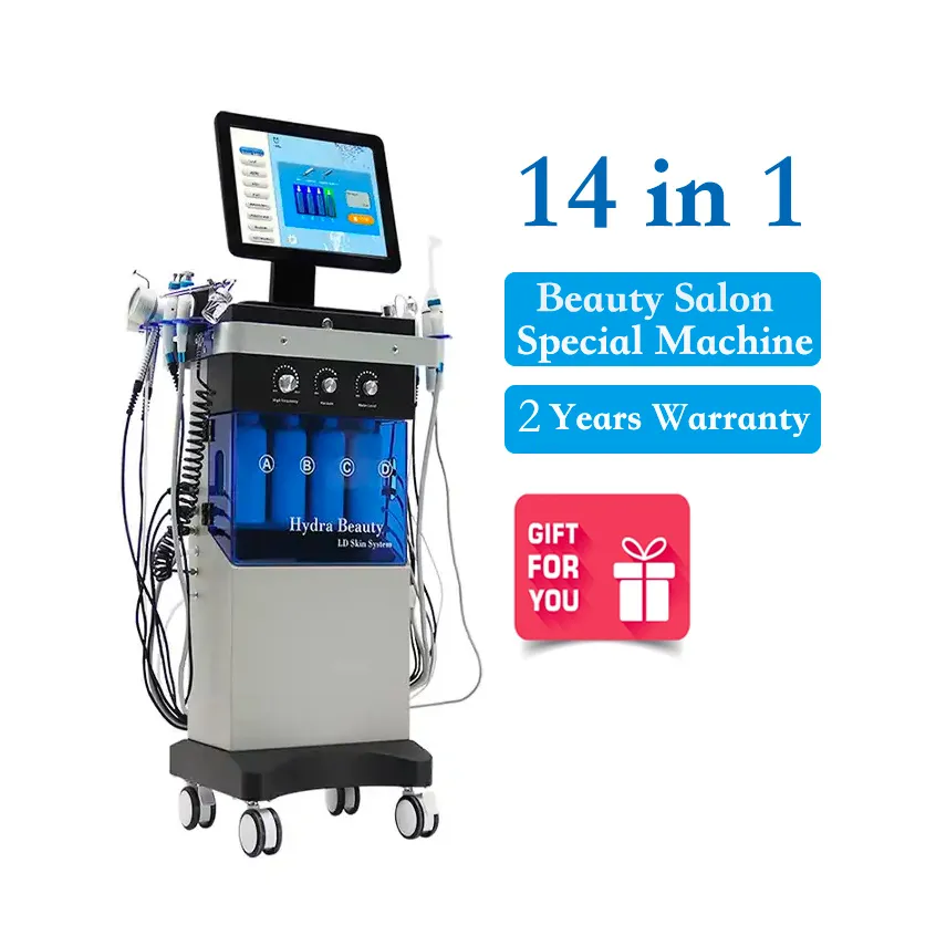 14 in 1 hydra facial hydrodermabrasion machine rf water oxygen jet for hidrofacial skin face beauty equipment gun skin rejuvenation facial deep clean spa system