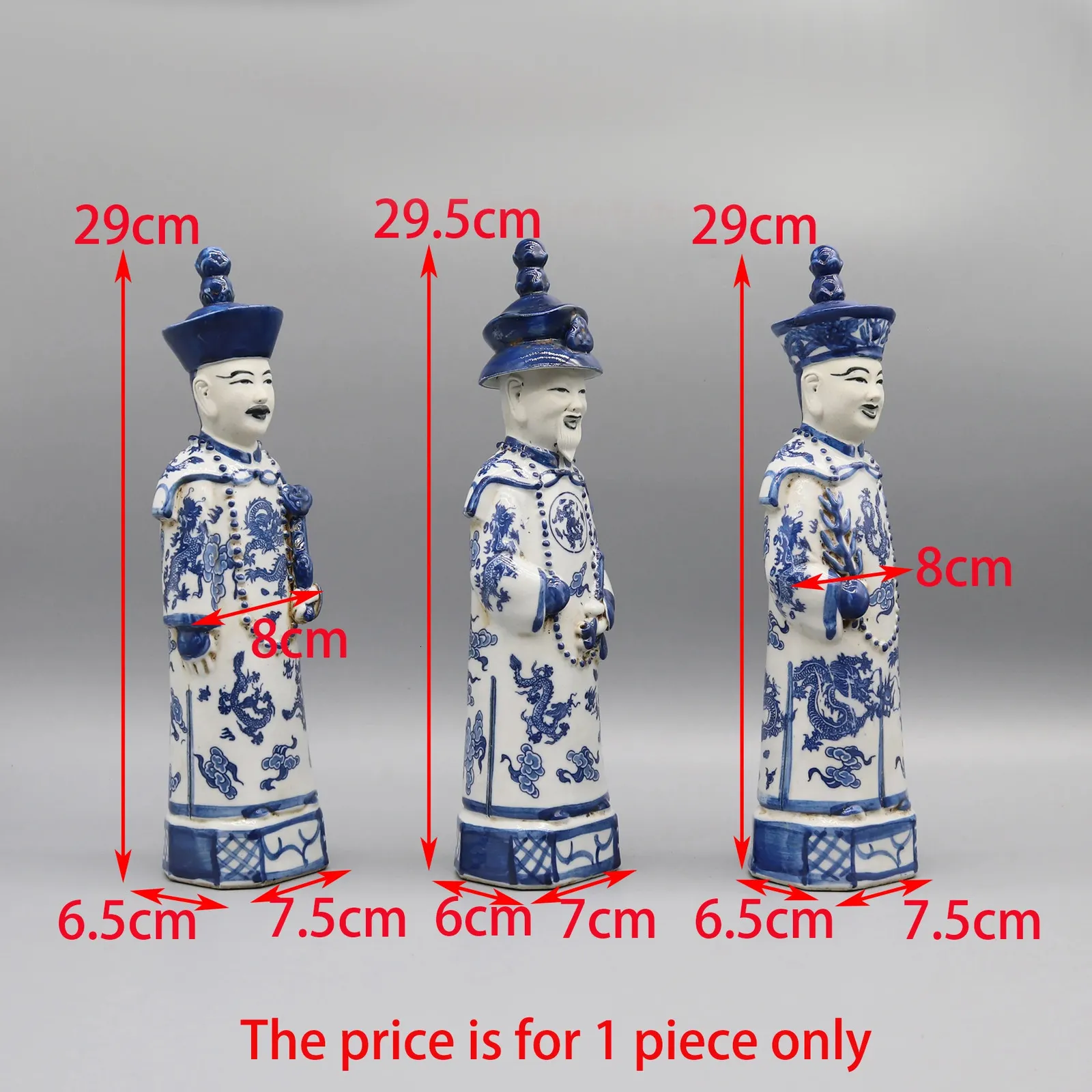 セラミック中国の皇帝の置物テーブルトップ彫像家の装飾 エレガントな